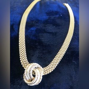 Vintage short stylish rhinestone and gold necklace